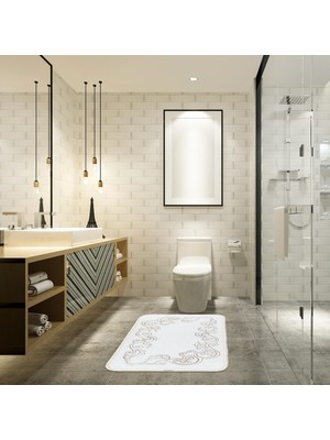 PremiumPort Şık ve Yumuşak Dokulu 2'li Banyo Paspas Takımı, 50X80 cm
