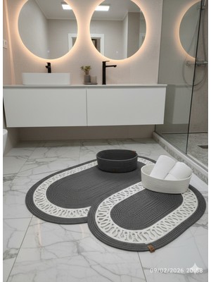 PremiumPort Doğal Jüt Halat Banyo Seti, Paspası ile Şık ve Dayanıklı 50X80 ve 40X60CM