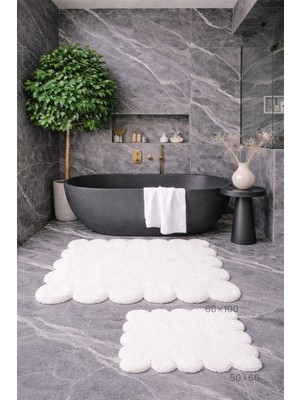 Özgürce Papatya Kesimli Banyo Paspası ve Klozet Takımı, 60X100 & 50X60 cm