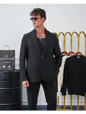 Modefendicom %100 Pamuk Keten Modern Fit Örgü Kemer Detaylı Keten Takım Elbise