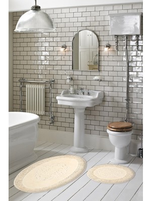 PremiumPort Salina Oval Cotton Makarnalı Çiftli Paspas Seti, Şık ve Yumuşak Tasarım