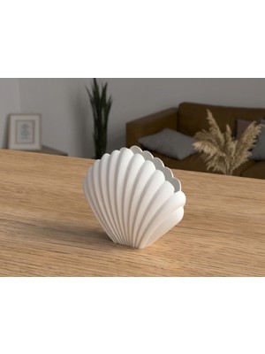Özgürce Modern Deniz Kabuğu Tasarımlı Dekoratif Vazo, 16 cm