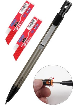Artlantis Gri Kalın Uçlu Kalem 2.0 mm 1 Adet ve 2.0 mm Kalın Uç Kırmızı 2 Adet Ruedo Kalın Uçlu Mekanik Kalem