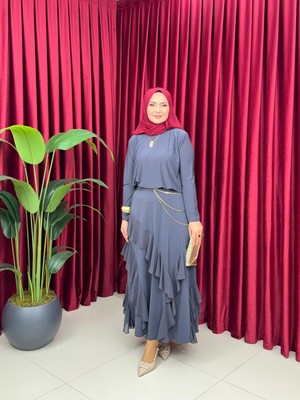 Still Butik Elif Yılmaz Esma Etek Bluz Takım Sandy Kumaş Tesettür Büyük Beden Kadın Giyim ST2201