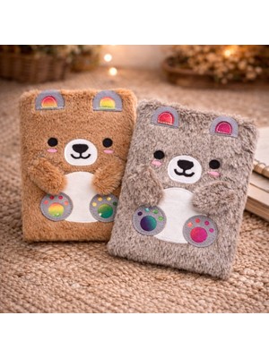 Sevimli Ayıcık Peluş Çizgili Defter