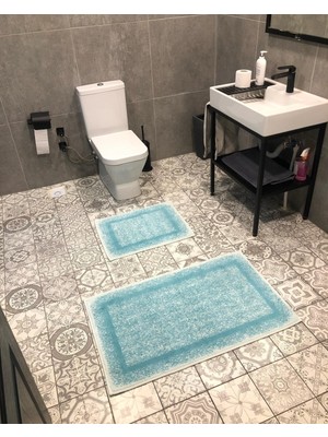 PremiumPort Su Emici Pamuk Dokuma Banyo Paspas Seti 2'li, 60X100 & 60X50