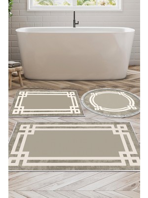 PremiumPort Yıkanabilir Kaymaz Taban Banyo Paspas Seti 3'lü, Modern ve Şık Tasarım