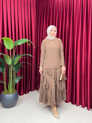 Still Butik Elif Yılmaz Esma Etek Bluz Takım Sandy Kumaş Tesettür Büyük Beden Kadın Giyim ST2201