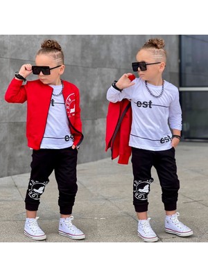 Alvera Collection 60077 Newyork Baskılı Krmz