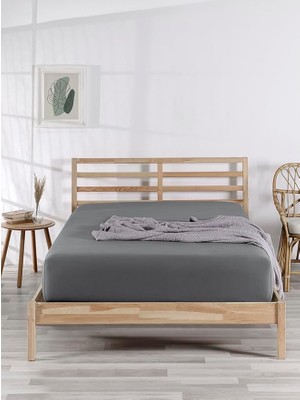 Leaf Shop Berb |%100 Pamuklu | Tek/çift Kişilik Lastikli Penye Çarşaf | Fitted Jersey (Gri, 160X200)