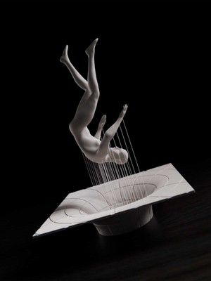 Özgürce Modern Düşen Adam Heykel Biblo ve Aksesuar Seti, Şık Dekorasyon Parçası