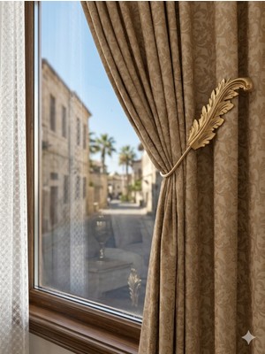 Özgürce Şık Altın Renkli Fon Perde Tutacağı Çift Seti, Dekorasyona Zarif Dokunuş