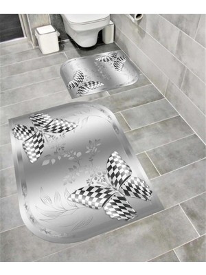 Özgürce Yumuşak Dokulu, Kaymaz Tabanlı 2’li Banyo Paspas Seti