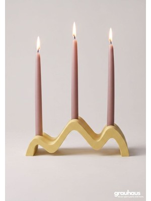 Özgürce Şamdan Mumluk Seti, Zigzag Dalgalı Tasarım, Dekoratif Aksesuar