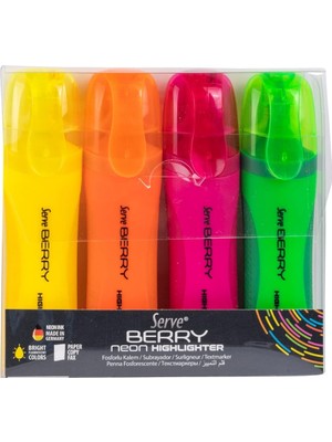 Lidyahan Store SV-BRFKP4FR Berry Fosforlu Kalem, Neon, 4'lü Paket