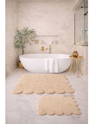 Özgürce Renkli ve Şık Papatya Kesimli Kaymaz Banyo Paspası ve Klozet Takımı Seti