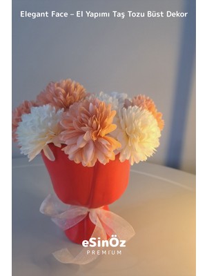 Özgürce El Yapımı Taş Tozu Dekoratif Büst Vazo, Şık Ev Aksesuarı