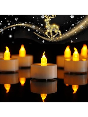 Leaf Shop Pilli LED Tealight T-Light Mum Pilli Mum LED Işık Sıcak Sarı Renk Dekorasyon Süsleme Düğün Kına Organizasyon (24)