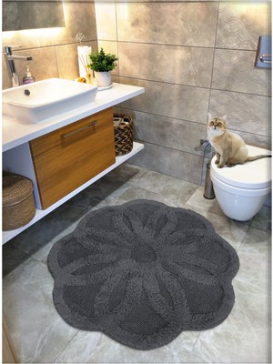 PremiumPort Su Emici Pamuk Banyo Halısı, 100X100 Cm, Şık ve Konforlu Tasarım