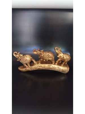 Özgürce Sıralı Üçlü Fil Biblo, Ev Dekorasyonu Için Şık ve Renkli Tasarım