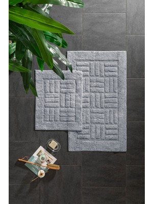 PremiumPort Yumuşak ve Şık 2'li Banyo Paspası, Kaymaz ve Kolay Temizlenir