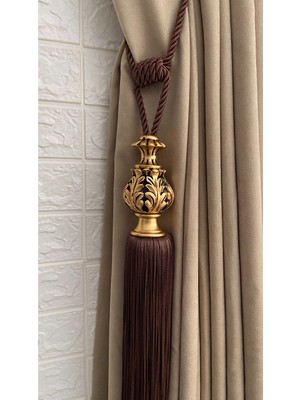 Özgürce Püsküllü Polyester Vazo Şah Model Perde Aksesuarı, Kornişe Takım