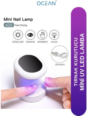 Ocean USB Girişli Mini Masa Üstü Uv LED Lambası Beyaz ASU-938B