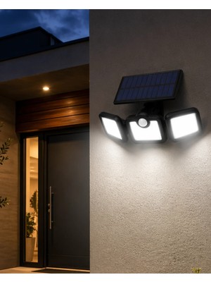 Prativas Solar Sensörlü LED Projektör Hareket Algılayıcılı Güneş Enerjili Bahçe Lambası Dış Mekan Aydınlatma