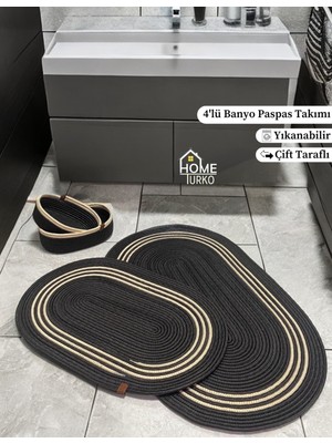 PremiumPort 4’lü Jüt ve Hasır Paspas Takımı ile Banyo Şıklığı