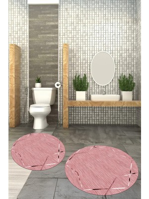 PremiumPort Yıkanabilir, Kaymaz ve Yuvarlak Tasarımlı Banyo Paspası Seti (2'li)