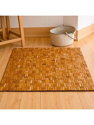 PremiumPort Doğal Bambu Kaydırmaz Banyo Paspası 70X45 Cm, Şık ve Fonksiyonel Seçim
