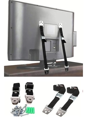 Lidyahan Store LED Tv Askısı Dolap Gardırop Büfe Kitaplık Sabitleme Bebek Çoçuk Koruma Deprem Güvenlik Kemeri (1 Takım 2 Kemer)