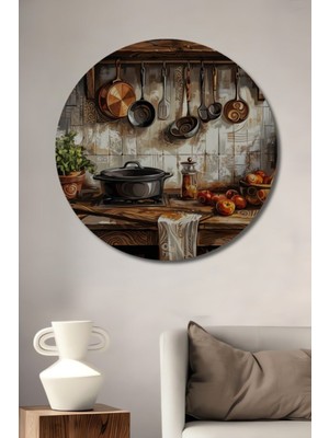 Özgürce Yuvarlak Rustik Ahşap Dekoratif Tablo, Mutfak, Ofis ve Mekanlar Için