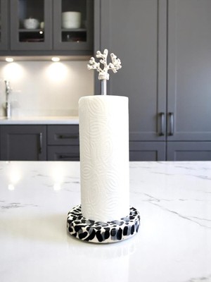 Özgürce Seramik Gri Leopar Desenli Rulo Peçetelik Mutfak Aksesuarı