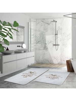 PremiumPort Çınar Yaprağı 2'li Banyo Paspas Takımı 50X80, Şık ve Konforlu Kullanım