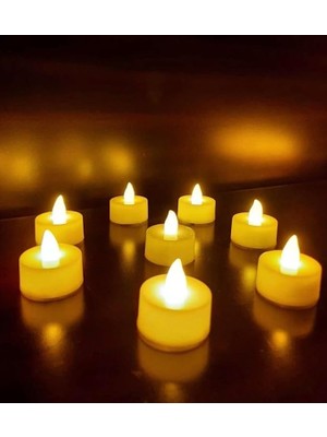 Adet LED Mum Tealight Sarı Işık Pilli (Piller Dahil)