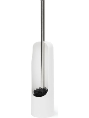 Misda Store Touch Tuvalet Fırçası Açık Arkalı Gizli Tutuculu – Dayanıklı, Ince, Plastik ve Metal Klozet Temizleyici, Kauçuk Kaplamalı – Yumuşak ve Yoğun Fırça Kılları – Tüm Inatçı Lekeleri Çıkarır, Beyaz
