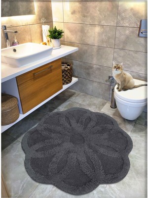PremiumPort Yumuşak ve Emici Pamuk Tafting Banyo Paspası 120X120 Cm, Şık Tasarım