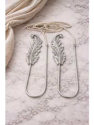 Özgürce Şık Yaprak Desenli Perde Askısı, Dekoratif Toplayıcı Bağlama Seti 2’li