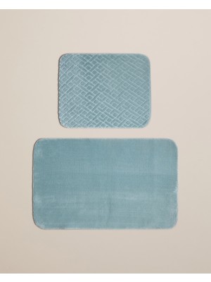 PremiumPort Kaydırmaz Banyo Paspası Seti 60X100 cm + 50X60 Cm, Koyu Yeşil