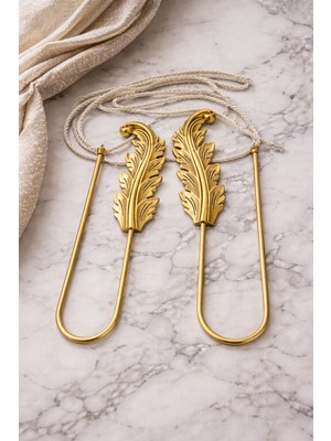 Özgürce Yaprak Desenli Perde Askısı, Dekoratif Toplayıcı, 2'li Set