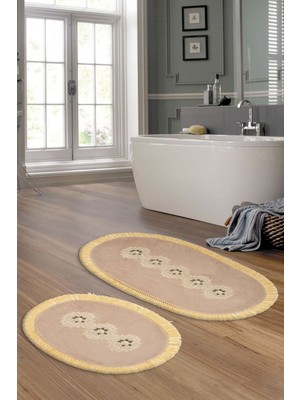 PremiumPort Şık Kaplı Welsoft Dantelli Banyo Klozet Takımı, Cappuccino Renk