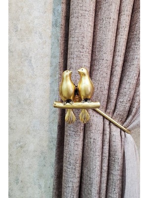 Özgürce Altın Renkli Kuş Desenli Perde Toplama Aksesuarı (1 Adet)