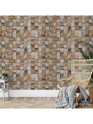 Duvarline Patlatma Taş Desen Kendinden Yapışkanlı Duvar Kağıdı ( 65 cm x 3 Mt)