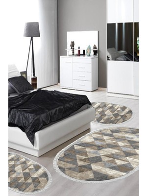 PremiumPort Yıkanabilir Kaymaz Taban 3'lü Yatak Odası Takımı, Eko Trend Djt 661 Bej