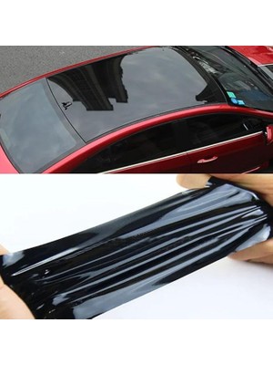 Black Parlak Siyah Hava Kanallı Üstü Koruma Jelatinli Araç Motor Aksesuar Araç Tavan Kaplama Folyosu Kırılmaz Çizilmez Özel Postüplü Ambalajda Gönderim (152CMX50CM)