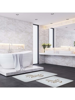PremiumPort Şık ve Renkli 2'li Banyo Paspas Takımı (60X100) Seti
