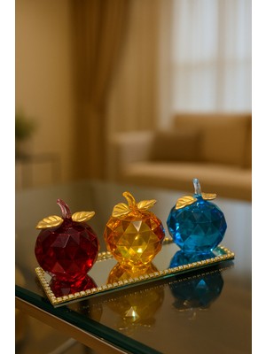Özgürce Parlak Kristal Elma Seti, Şık ve Zarif Dekorasyon Aksesuarları