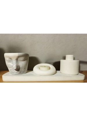 Özgürce Modern 4 Parça Beton Yüz Vazo Seti, Şık ve Şık Dekoratif Aksesuarler