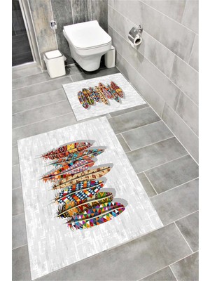 Özgürce Yumuşak Kaymaz Tabanlı Su Emici Dekoratif Banyo Paspası Takımı